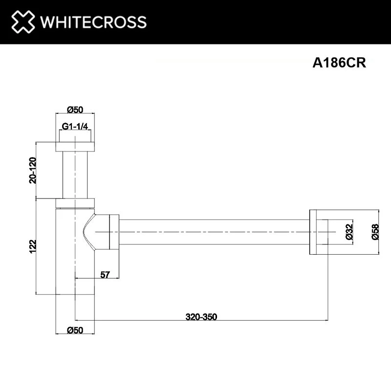 Сифон для раковины Whitecross A186CR хром