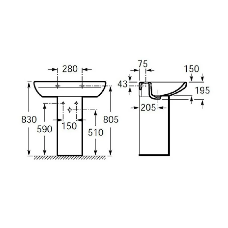 Раковина Roca Dama Senso 327512000/337510000 белый