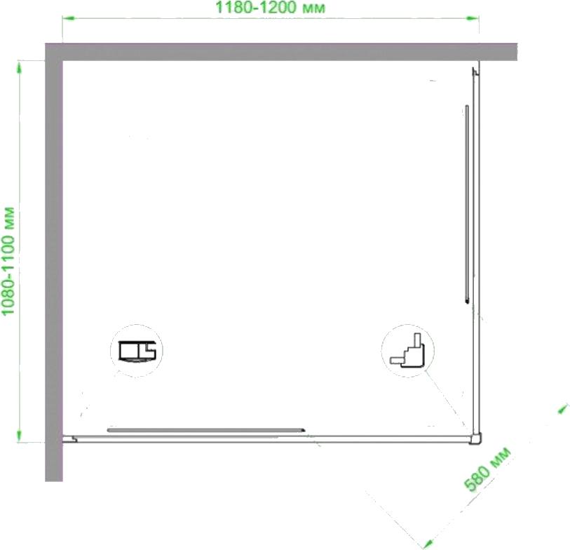 Душевой уголок Royal Bath 120x110 RB12110HPD-T-BL, профиль черный стекло прозрачное