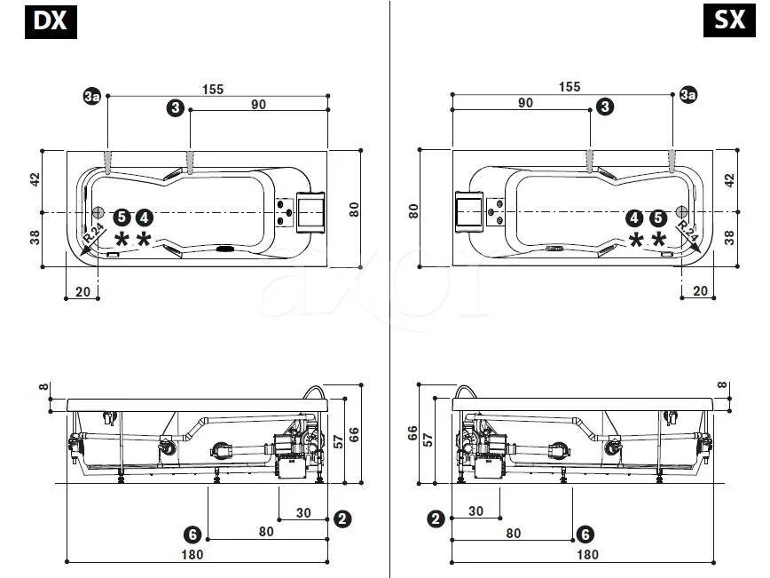 Акриловая ванна Jacuzzi Aquasoul Lounge 9443-598A Sx/9F23-5024 белый