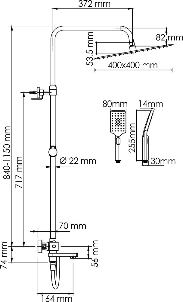 Душевая система Wasserkraft A199.119.126.087.CH Thermo, хром