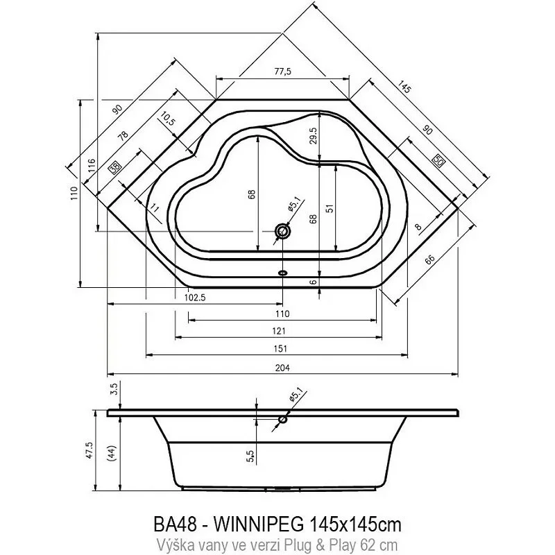 Акриловая ванна Riho Winnipeg B0100110055 белый