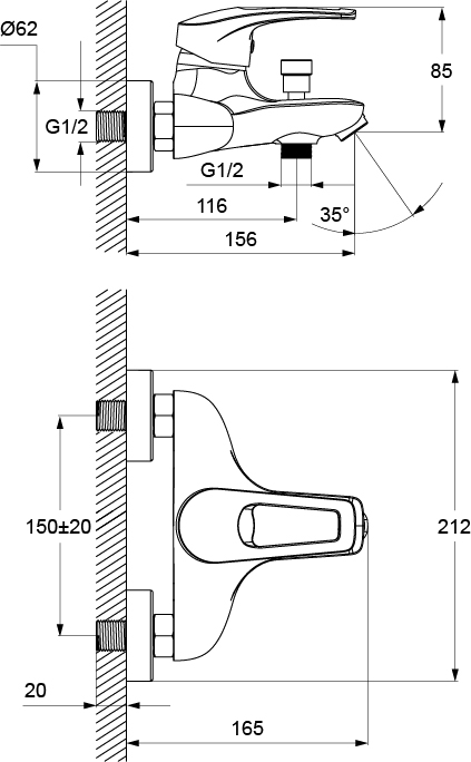 Смеситель для ванны с душем Iddis Carlow Plus CRPSB00i02, хром