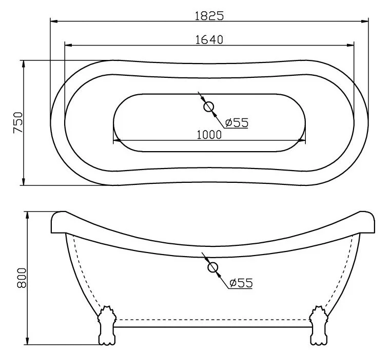 Акриловая ванна BelBagno 170х80.5 BB05/BB04-SUP/BB-LEG-LION-ORO белый