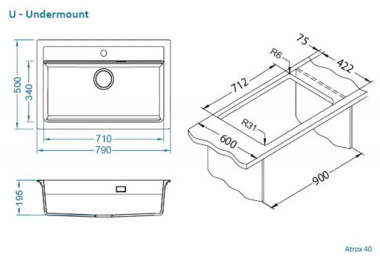 Кухонная мойка Alveus Atrox 1148163 черный