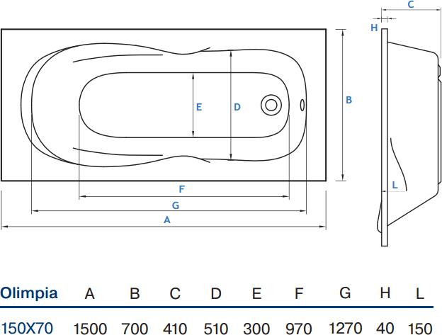 Акриловая ванна Koller Pool Olimpia 150x70 OLIMPIA 150X70