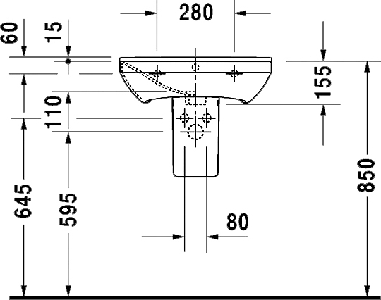 Полупьедестал для раковины Duravit P3 Comforts 0858370000