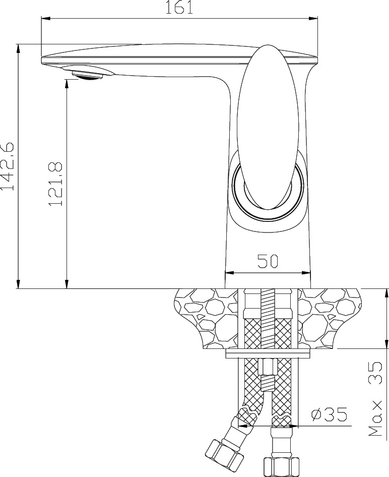 Смеситель Rossinka RS30-11W для раковины с донным клапаном