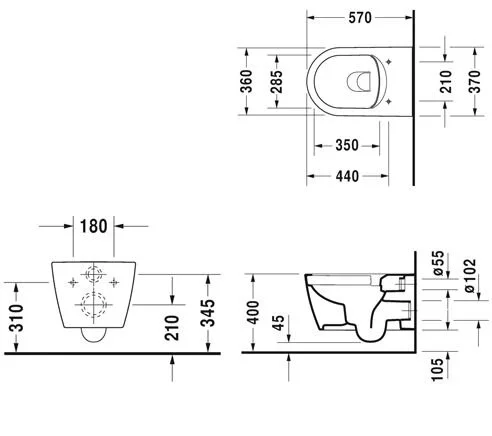 Инсталляция Geberit с безободковым унитазом Duravit Me by Starck Rimless 45290900A1, сиденье микролифт, комплект