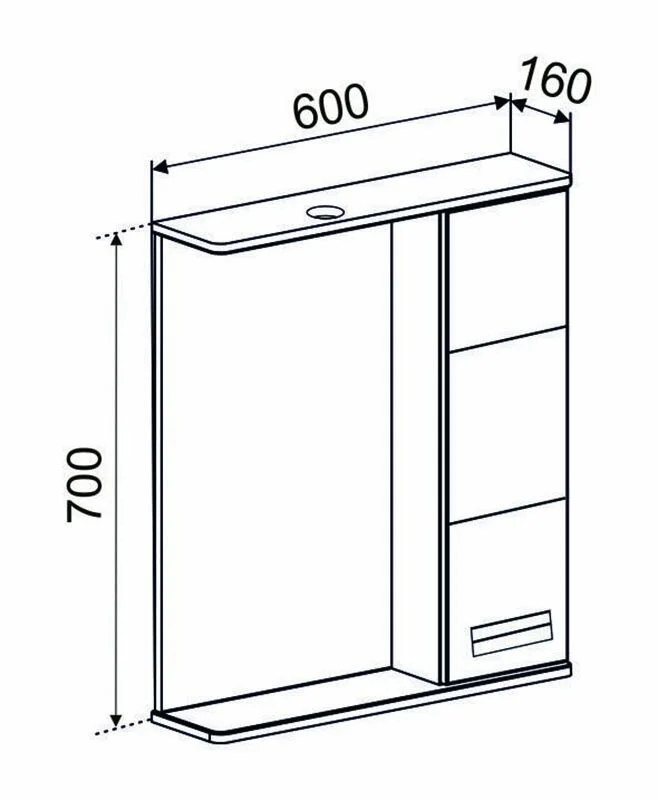 Зеркальный шкаф Emmy Монтана mont60mir1-l белый