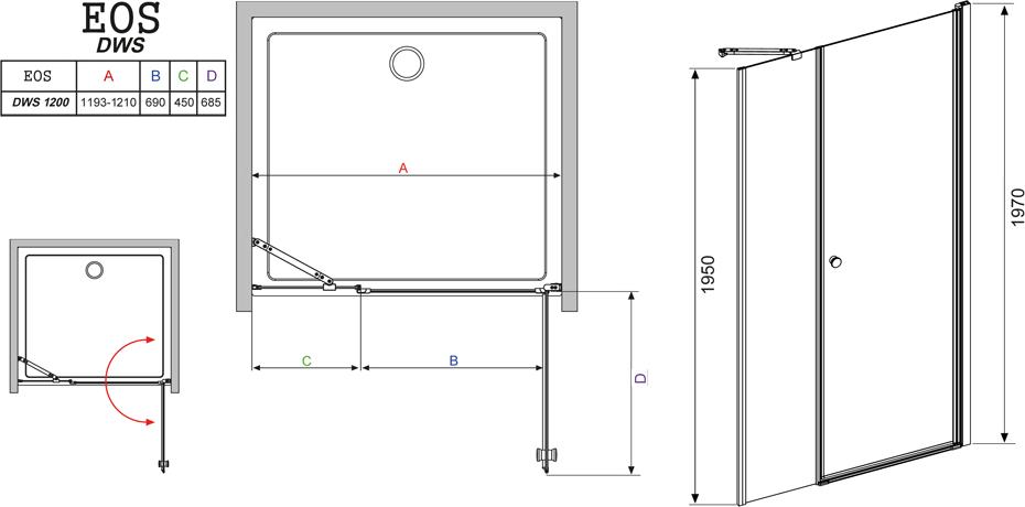 Душевая дверь в нишу Radaway EOS DWS 120 R