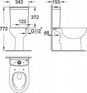 Бачок Grohe Bau Ceramic 39436000 с нижним подводом воды