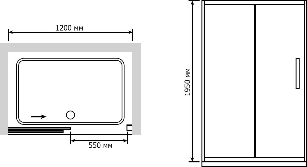 Душевая дверь в нишу RGW Passage PA-12 (1200x1240)x1950 стекло чистое