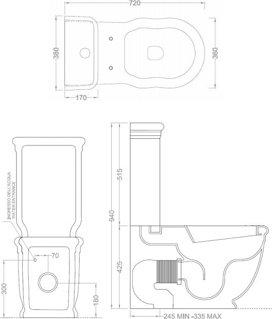 Бачок для унитаза Caprigo Boheme D58R