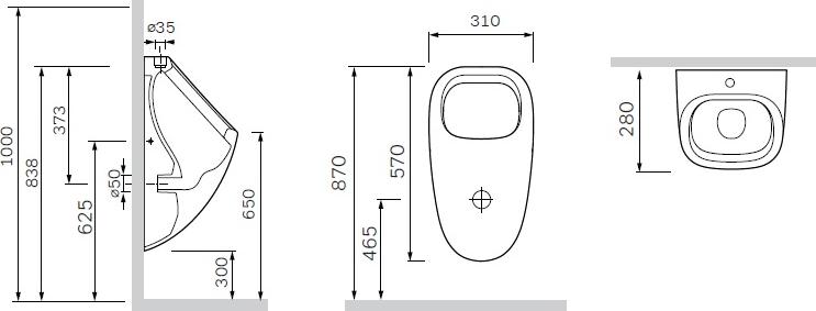 Писсуар Am.Pm Spirit V2.0 C707006WH подвесной, с внешним подводом воды