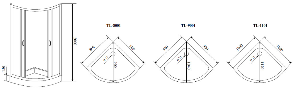 Уголок душевой Timo TL TL-1101F