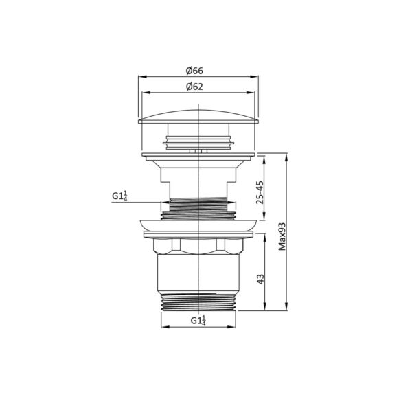 Донный клапан Vincea DPU-1B01MB с переливом, черный матовый