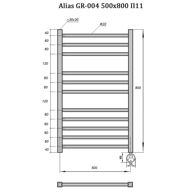 Полотенцесушитель электрический Grois Alias ca-00005314 белый