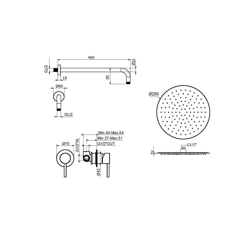 Душевая система Plumberia Selection Ixo KITXO01OB золото