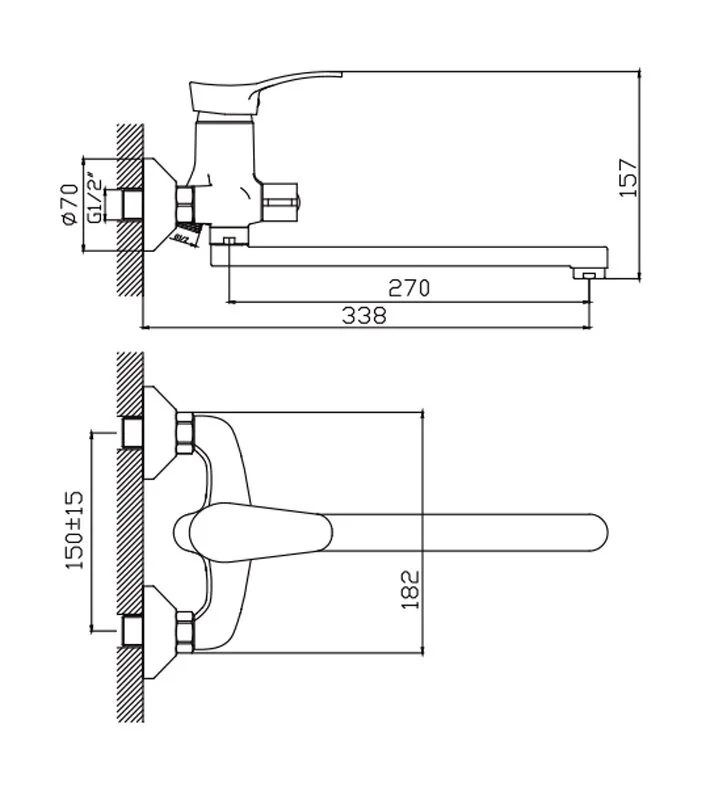 Смеситель для ванны с душем Cron CN14 CN2214 хром