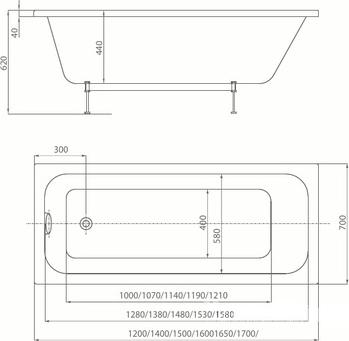 Акриловая ванна Aquatek Мия 165x70 MIY165-0000009