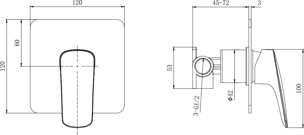 Смеситель для душа AQUATEK (внешняя и скрытая часть), матовый черный AQ1066MB ВЕГА