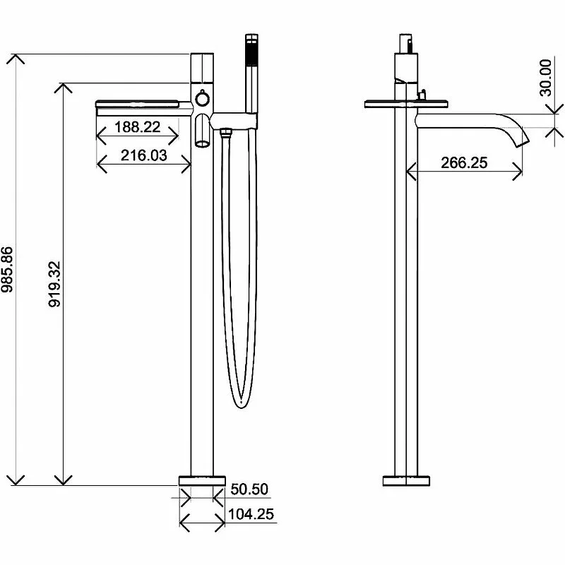 Смеситель для ванны с душем Boheme Stick 129-WG.2 золото,белый