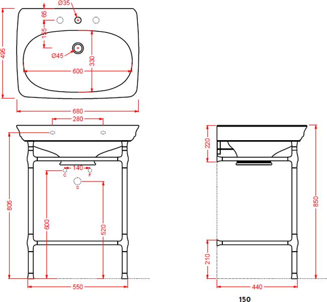 Консоль для раковины ArtCeram Civitas CIA002 71cr, хром