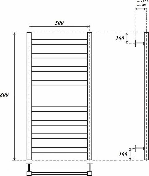 Полотенцесушитель электрический Point PN83158E П8 500x800 левый/правый, хром