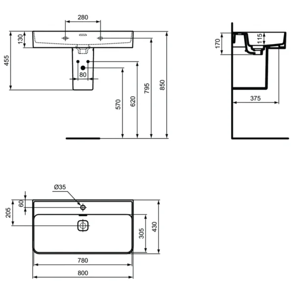 Раковина накладная Ideal Standard Strada II T300101 белый