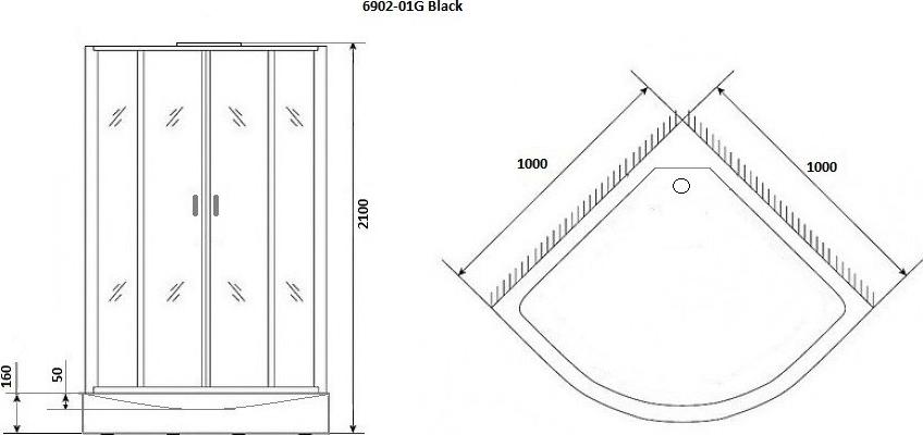 Душевая кабина Niagara Premium 69020134GBLACK 100х100х210 стекло тонированное