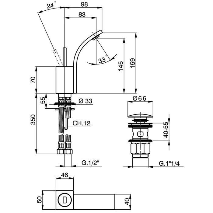 Смеситель для биде Cisal Wave WA00055221 хром