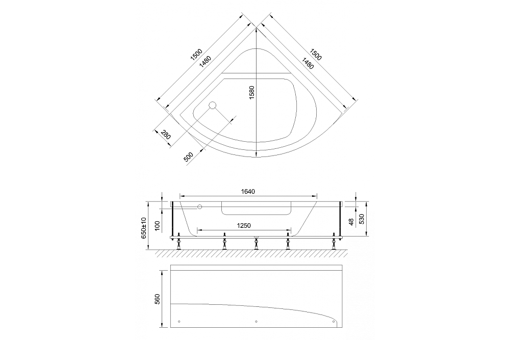 Акриловая ванна Royal Bath Rojo De Luxe 150х150 см RB375201DL с гидромассажем