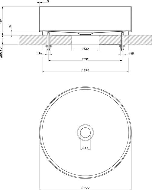 Раковина накладная 40 см Gessi 316 54601#239, steel brushed