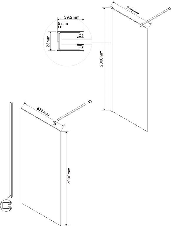 Душевая перегородка Vincea Walk-In VSW-1H900CG, стекло тонированное, профиль хром