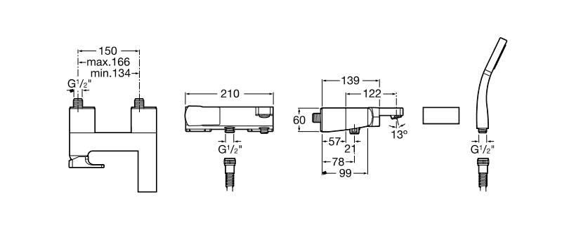 Смеситель для ванны Roca L90 5A0101C00 с душем