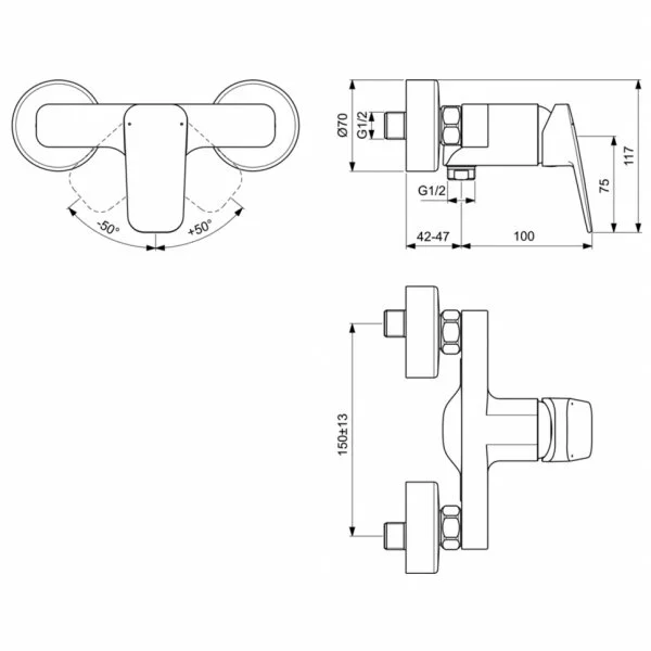 Смеситель для биде Ideal Standard Ceraplan BD250XG черный