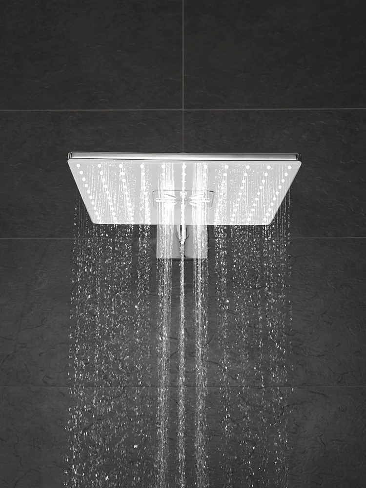 Верхний душ Grohe Rainshower SmartActive Cube 26479LS0 с кронштейном белая луна