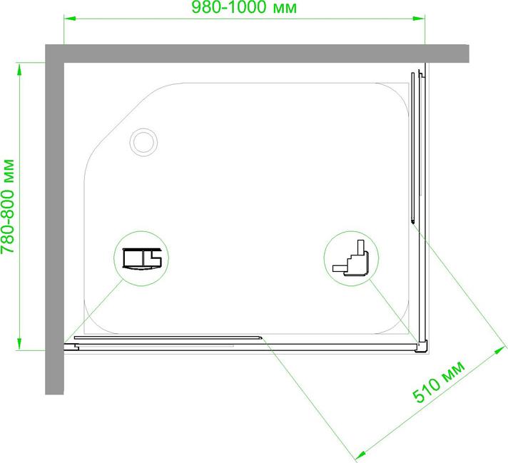 Душевой уголок Royal Bath 100x80 RB8100HPD-T-BL, профиль черный стекло прозрачное