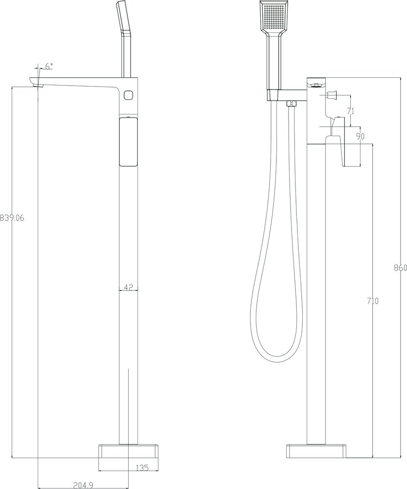 Смеситель для ванны с душем Omnires Parma PM7433GR, графит