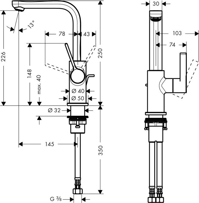 Смеситель для раковины Hansgrohe Metris S 31159000, хром