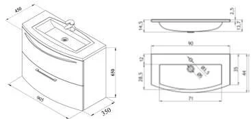 Тумба под раковину De Aqua Лонг 167099 RAL9005 черный