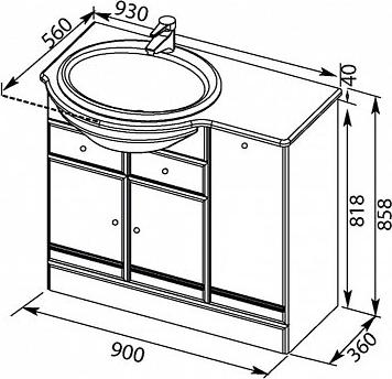 Тумба с раковиной Aquanet Марсель 90 L 00212889 б/к, белый