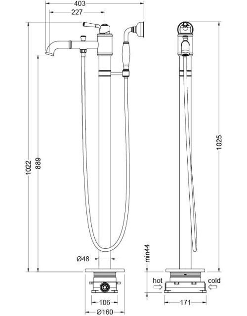 Смеситель для ванны Aquatek Классик AQ1545CR хром