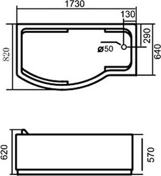 Акриловая ванна Gemy 173х82 G9010 B R