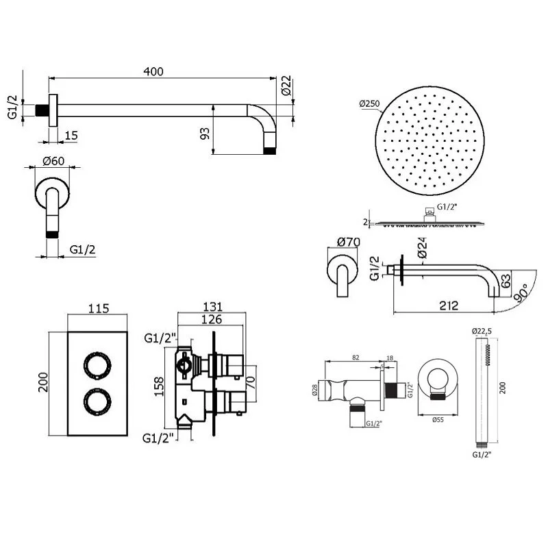 Душевая система Plumberia Selection Ixo KITXOT19QBO60 белый