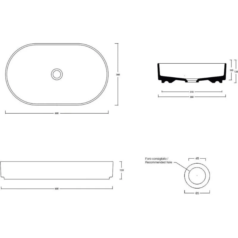 Раковина накладная White Ceramic Blade W052701 белый