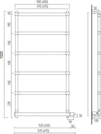 Полотенцесушитель электрический Margaroli Sole 542-6 BOX 5424706CRPB с полкой, хром