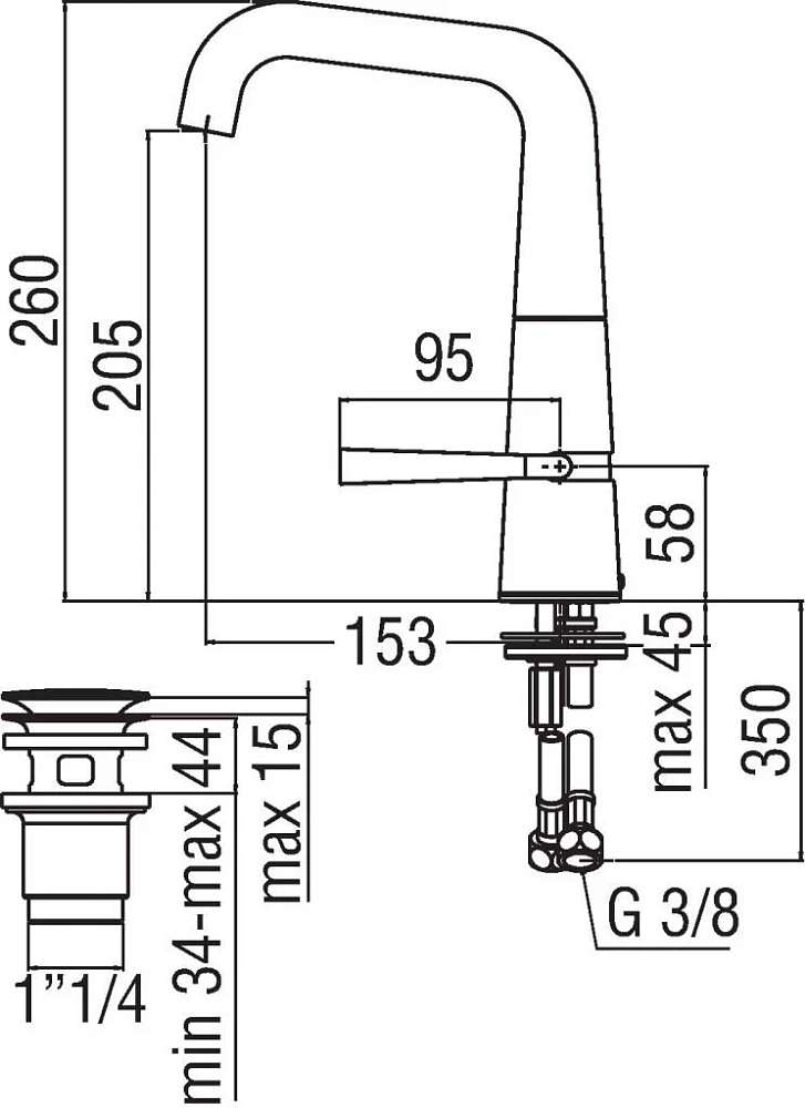 Смеситель для раковины Teknobili Likid LK00118/2CR хром