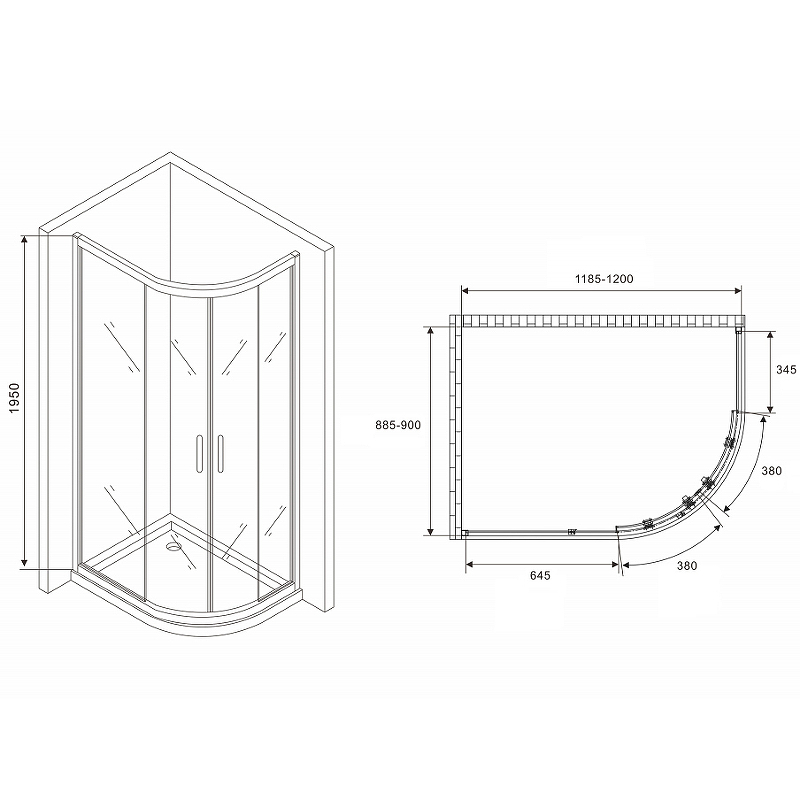 Душевой уголок Abber Schwarzer Diamant 120x90 AG01129B профиль черный, стекло прозрачное